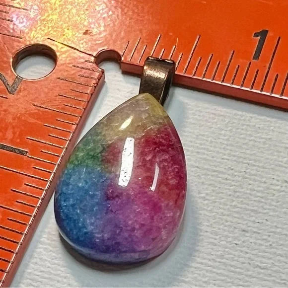 Multicolor Teardrop Rainbow Jasper Pendant - Picture 2 of 5